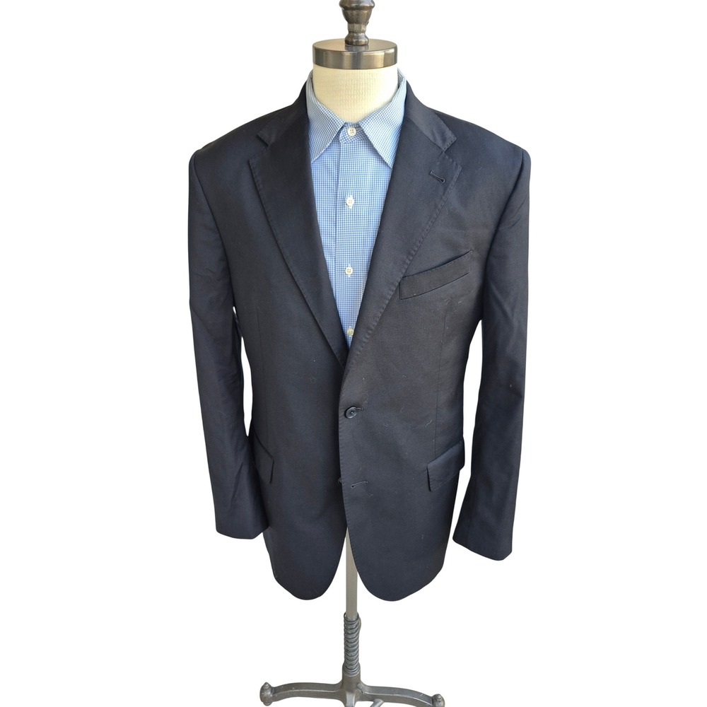 Joseph Abboud American Bespoke Solid Black Wool Blend Blazer USA Mens Sz 42 L